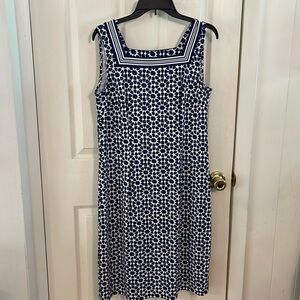 Talbots Navy and White Dress -size Medium